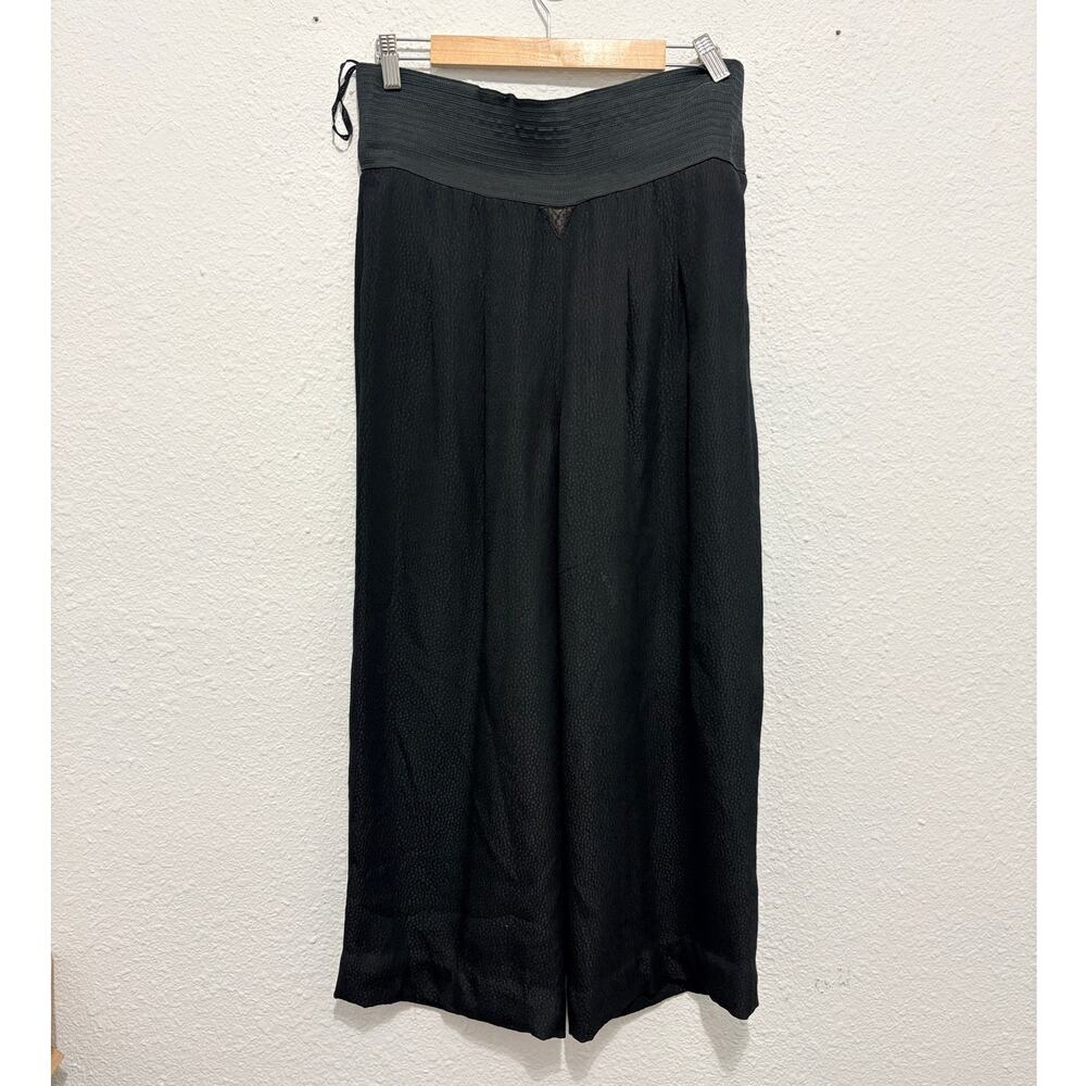 Vintage Marian Clayden Wide Leg Silk Pants Black Boho Classic Luxury Gauchos